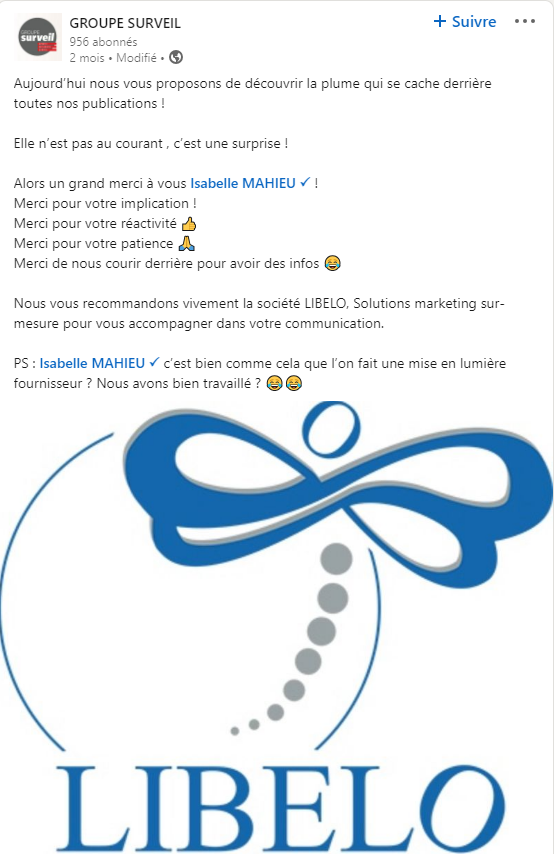 Post SURVEIL sur LinkedIn